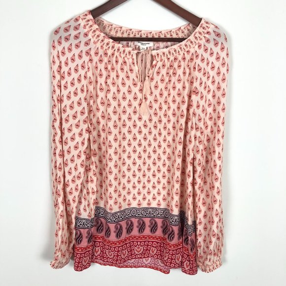 beachlunchlounge Tops - Beachlunchlounge Orange Pink Boho Blouse Top